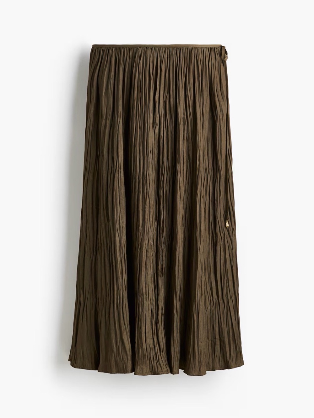 H&M Crinkled Maxi Skirt in Olive size 4 NWT